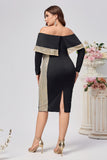 Off The Shoulder Bodycon Black Long Sleeves Mother Of Bride Dress