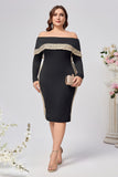 Off The Shoulder Bodycon Black Long Sleeves Mother Of Bride Dress
