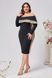 Off The Shoulder Bodycon Black Long Sleeves Mother Of Bride Dress