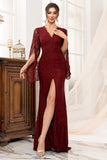 Mermaid Burgundy Lace Mother Of Bride Dress With Slit