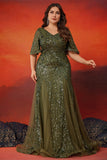 Sparkly Olive Mermaid Plus Size Mother Of The Bride Dress