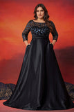 Sparkly A Line Black Plus Size Mother Of The Bride Dress