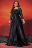 Sparkly A Line Black Plus Size Mother Of The Bride Dress