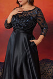 Sparkly A Line Black Plus Size Mother Of The Bride Dress