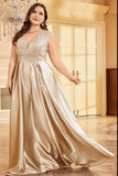 Blush Pink A Line V Neck Satin Mother Of The Bride Dress