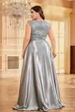 Blush Pink A Line V Neck Satin Mother Of The Bride Dress