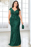 Burgundy Sheath Plus Size Sequin Mother Of The Bride Dress