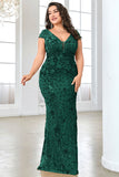 Burgundy Sheath Plus Size Sequin Mother Of The Bride Dress