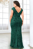 Burgundy Sheath Plus Size Sequin Mother Of The Bride Dress