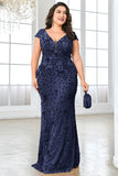Burgundy Sheath Plus Size Sequin Mother Of The Bride Dress