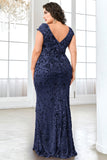 Burgundy Sheath Plus Size Sequin Mother Of The Bride Dress