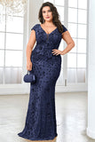 Burgundy Sheath Plus Size Sequin Mother Of The Bride Dress