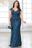 Burgundy Sheath Plus Size Sequin Mother Of The Bride Dress