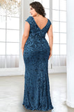 Burgundy Sheath Plus Size Sequin Mother Of The Bride Dress