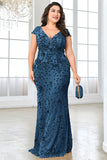 Burgundy Sheath Plus Size Sequin Mother Of The Bride Dress