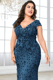 Burgundy Sheath Plus Size Sequin Mother Of The Bride Dress