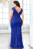 Burgundy Sheath Plus Size Sequin Mother Of The Bride Dress