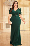 Mermaid Dark Green Plus Size Mother Of The Bride Dress With Appliques
