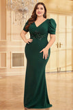 Mermaid Dark Green Plus Size Mother Of The Bride Dress With Appliques