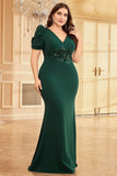 Mermaid Dark Green Plus Size Mother Of The Bride Dress With Appliques