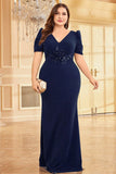 Mermaid Dark Green Plus Size Mother Of The Bride Dress With Appliques