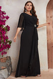 Black Simple Sheath Chiffon Mother Of The Bride Dress