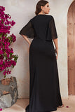 Black Simple Sheath Chiffon Mother Of The Bride Dress
