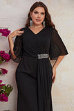 Black Simple Sheath Chiffon Mother Of The Bride Dress