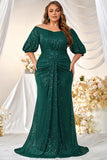 Sparkly Off The Shoulder Black Mermaid Mother Of The Bride Dress