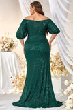 Sparkly Off The Shoulder Black Mermaid Mother Of The Bride Dress