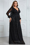 Sparkly Long Sleeves Sheath Black Mother Of Bride Dress