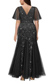 Sparkly Black A Line Plus Size Mother Of The Bride Dress