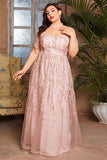 Off the Shoulder A Line Appliqued Blush Plus Size Mother of the Bride Dress