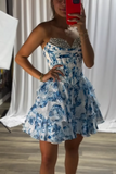 Tiered Strapless Floral Pink A Line Homecoming Dress