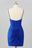 Royal Blue Corset Tight Mini Homecoming Dress with Beading