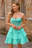 A-Line Corset Strapless Yellow Homecoming Dress With Ruffles