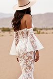 Lace White Off The Shoulder Mermaid Boho Wedding Dress
