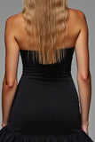 Black Strapless Cocktail Dress with Ruffles