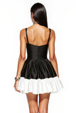 Black and White A Line Satin Cocktail Dress