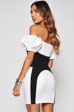 Bodycon Black and White Off the Shoulder Cocktail Dress