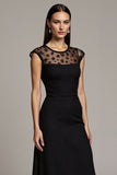 A Line Black Maxi Dress with Appliques