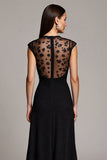 A Line Black Maxi Dress with Appliques
