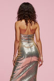 Strapless Sparkly Sheath Golden Party Dress
