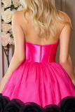 Fuchsia Halter A Line Homecoming Dress with 3D Flowers