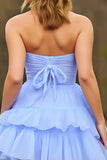 Lilac Strapless Keyhole Corset Tiered A Line Homecoming Dress