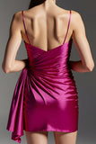 Bodycon Fuchsia Ruched Homecoming Dress With Sash