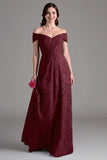 Eucalyptus A Line Off The Shoulder Ruched Maxi Dress