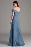 Eucalyptus A Line Off The Shoulder Ruched Maxi Dress