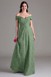 Eucalyptus A Line Off The Shoulder Ruched Maxi Dress