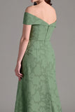 Eucalyptus A Line Off The Shoulder Ruched Maxi Dress